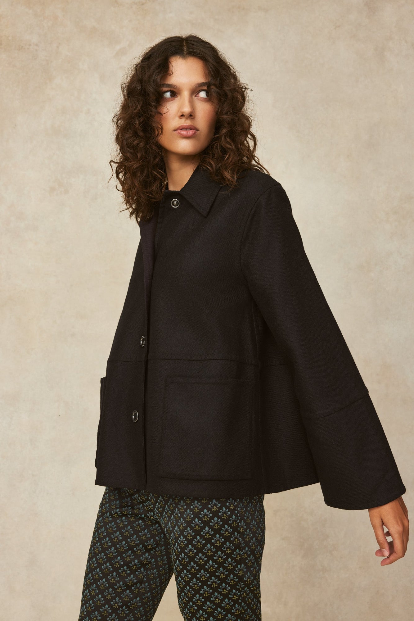 Double Face Wool Reversible Jacket | Black/Navy