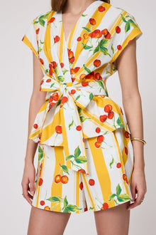 Cherry Printed Cotton Tie Top | Mango Multi