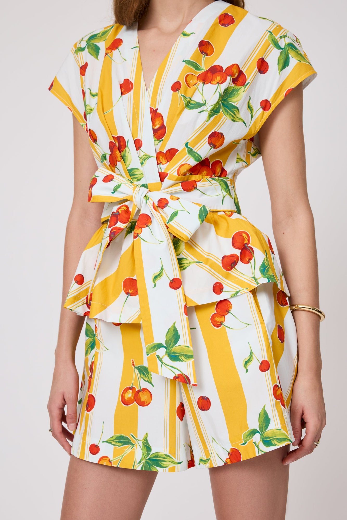 Cherry Printed Cotton Tie Top | Mango Multi