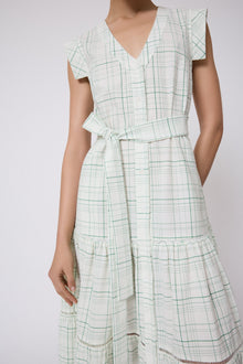 Stretch Seersucker Tiered Dress | White