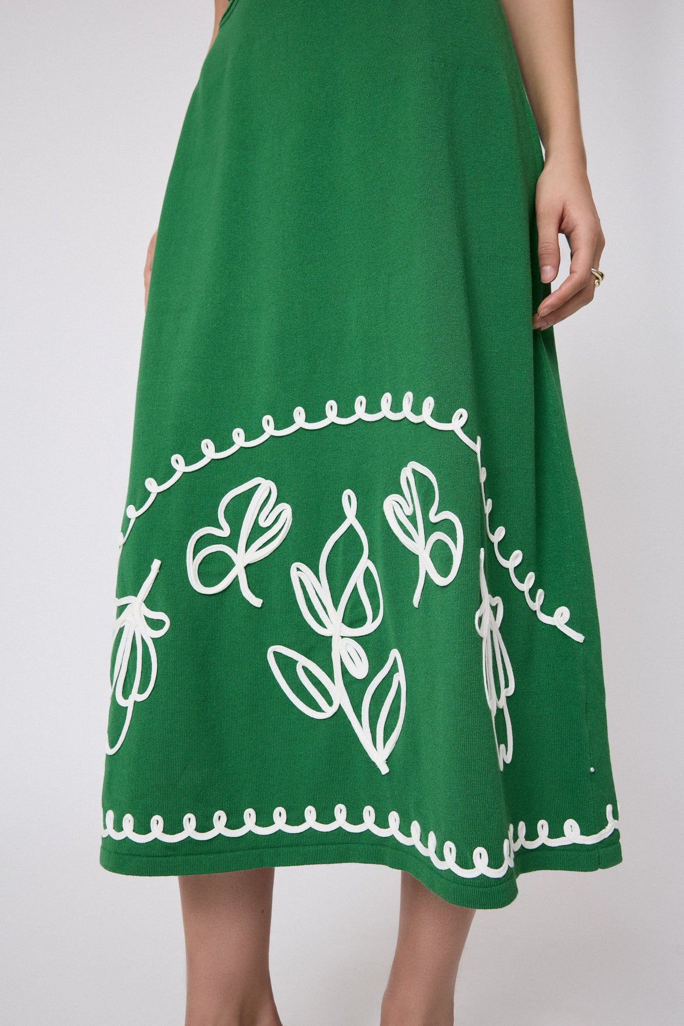 Floral Embroidered Skirt | Green