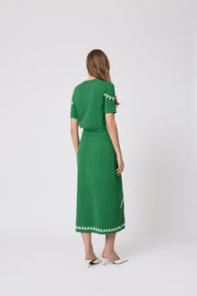 Floral Embroidered Skirt | Green