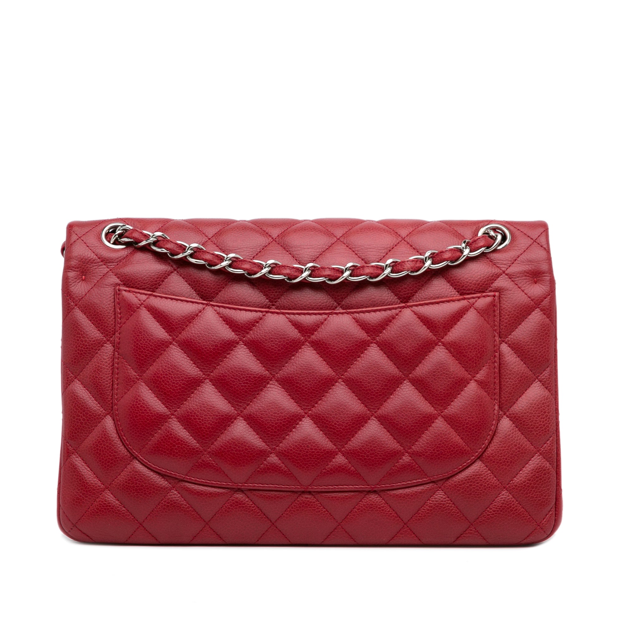 Chanel | Pre-Owned Jumbo Classic Caviar Double Flap - I | Red/Dark Red
