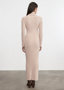 Silk Sweater Rib Ankle Turtleneck Dress | Jute