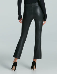 Faux Leather Split Front Pant::Black::Back