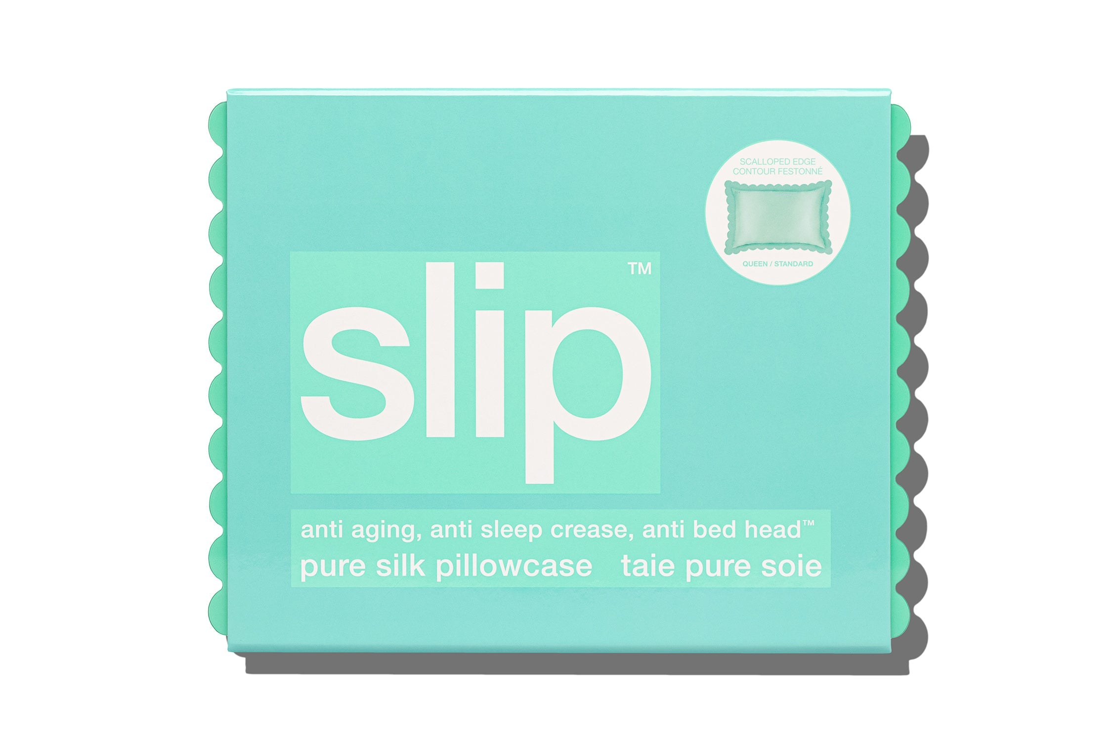 Queen Zippered Pillowcase with Scalloped Edge | Turquoise