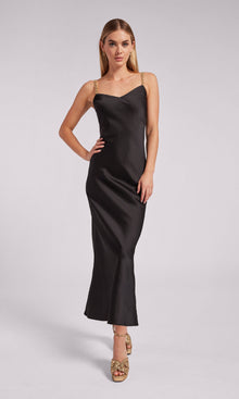 Monica Satin Maxi Dress | Black