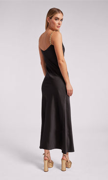 Monica Satin Maxi Dress | Black