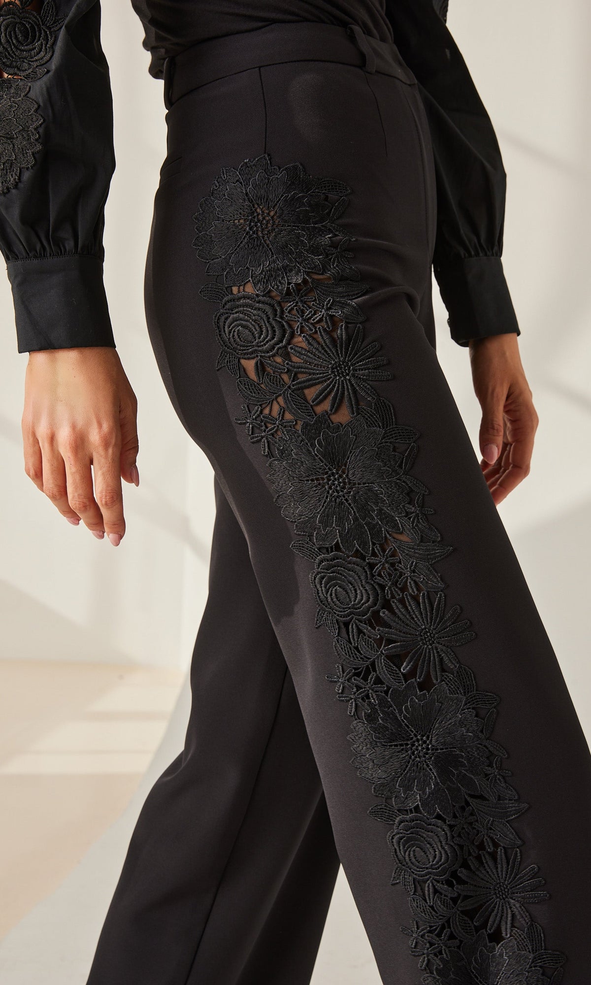 Brenna Lace Combo Pants | Black