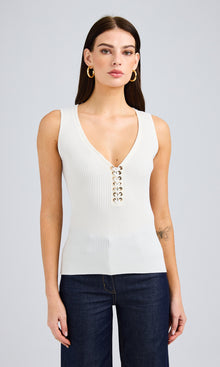 Pacey Sweater Tank | White