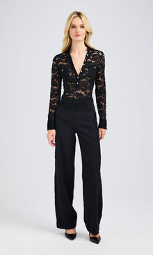 Brenna Lace Combo Pants | Black