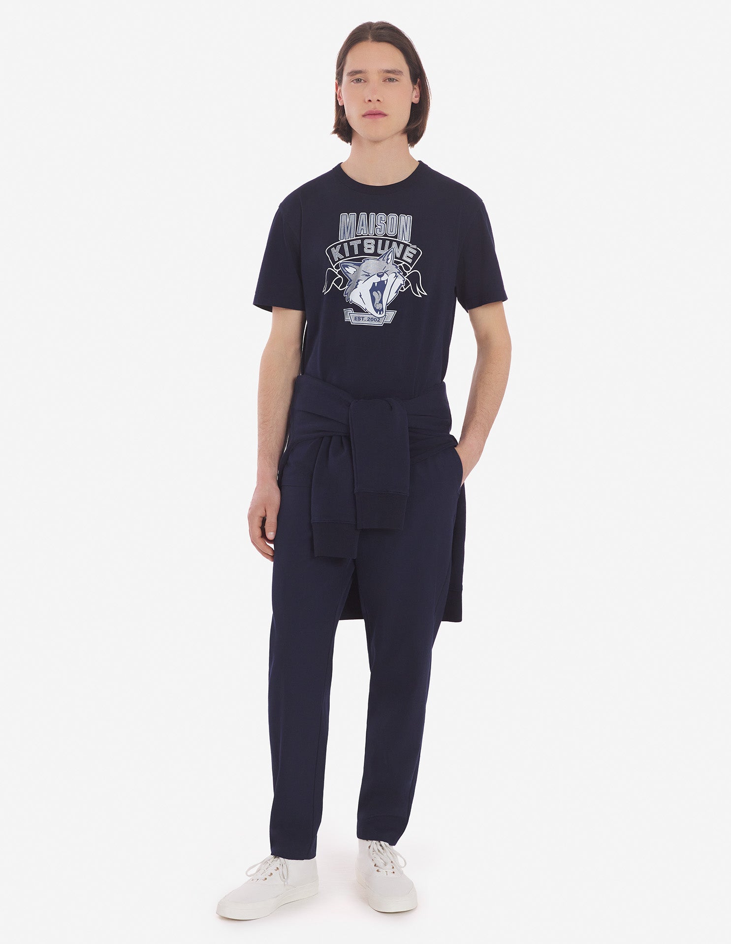 Mens | 6 18 Fox Head Front-Print Classic Tee-Shirt | Navy