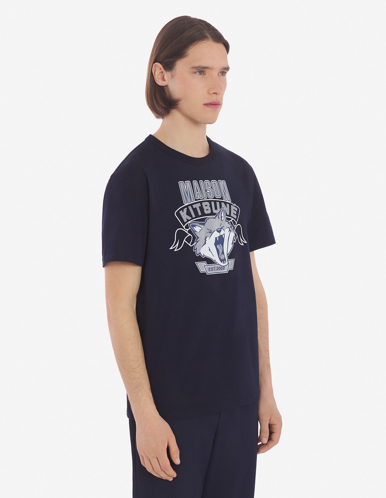 Mens | 6 18 Fox Head Front-Print Classic Tee-Shirt | Navy
