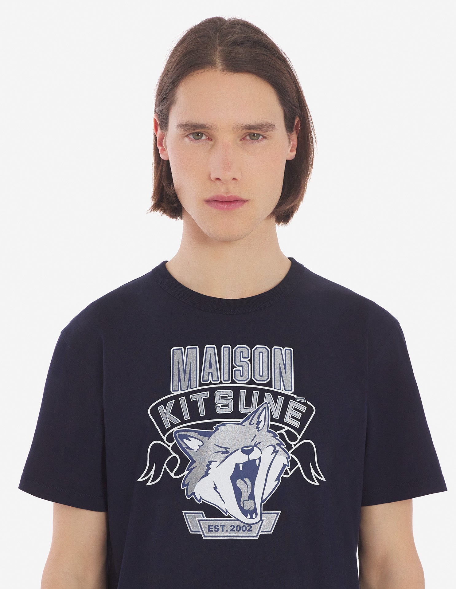 Mens | 6 18 Fox Head Front-Print Classic Tee-Shirt | Navy