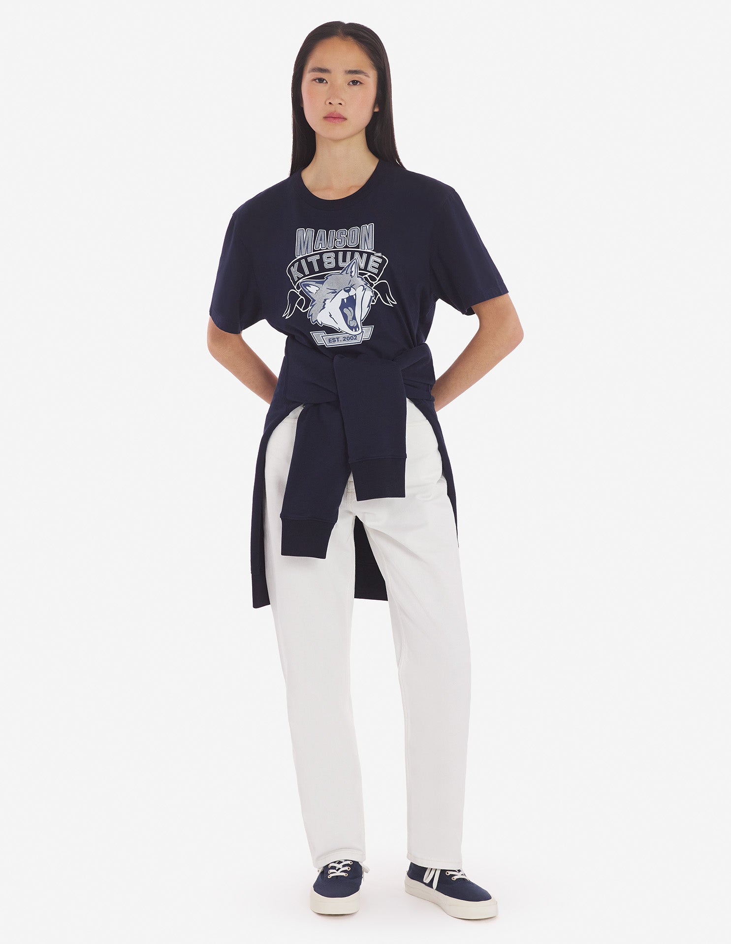 Mens | 6 18 Fox Head Front-Print Classic Tee-Shirt | Navy