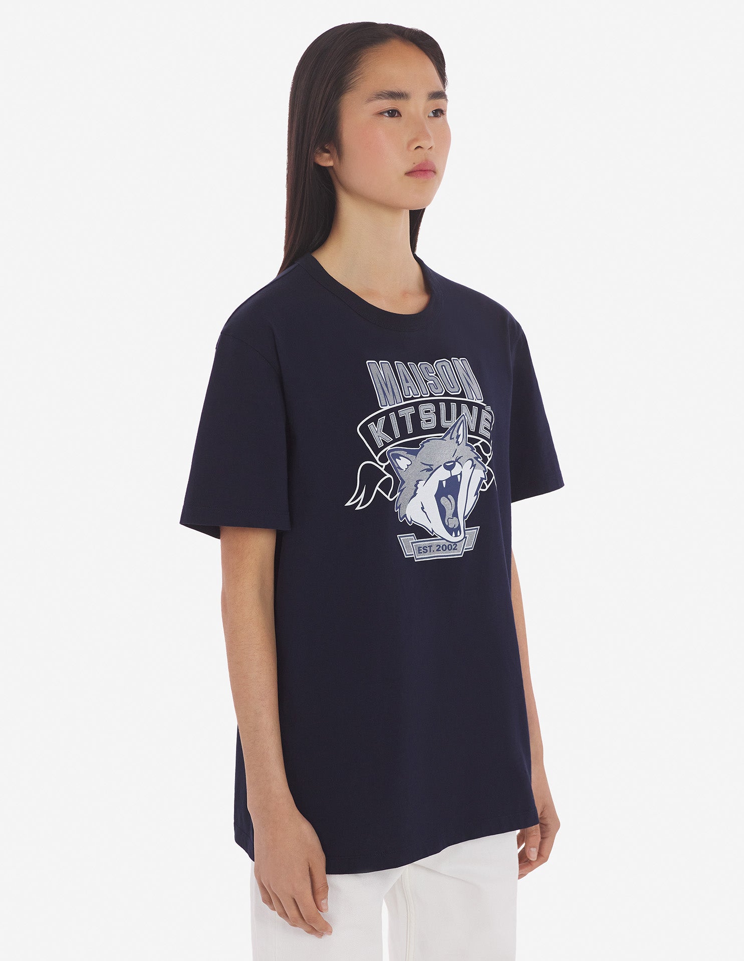 Mens | 6 18 Fox Head Front-Print Classic Tee-Shirt | Navy