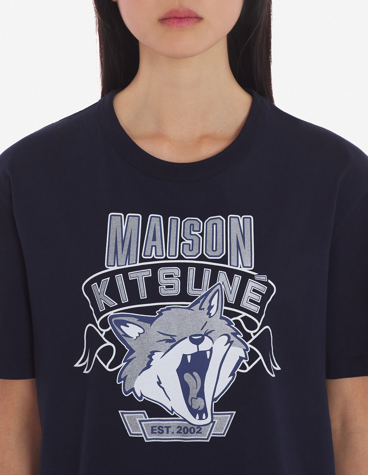 Mens | 6 18 Fox Head Front-Print Classic Tee-Shirt | Navy