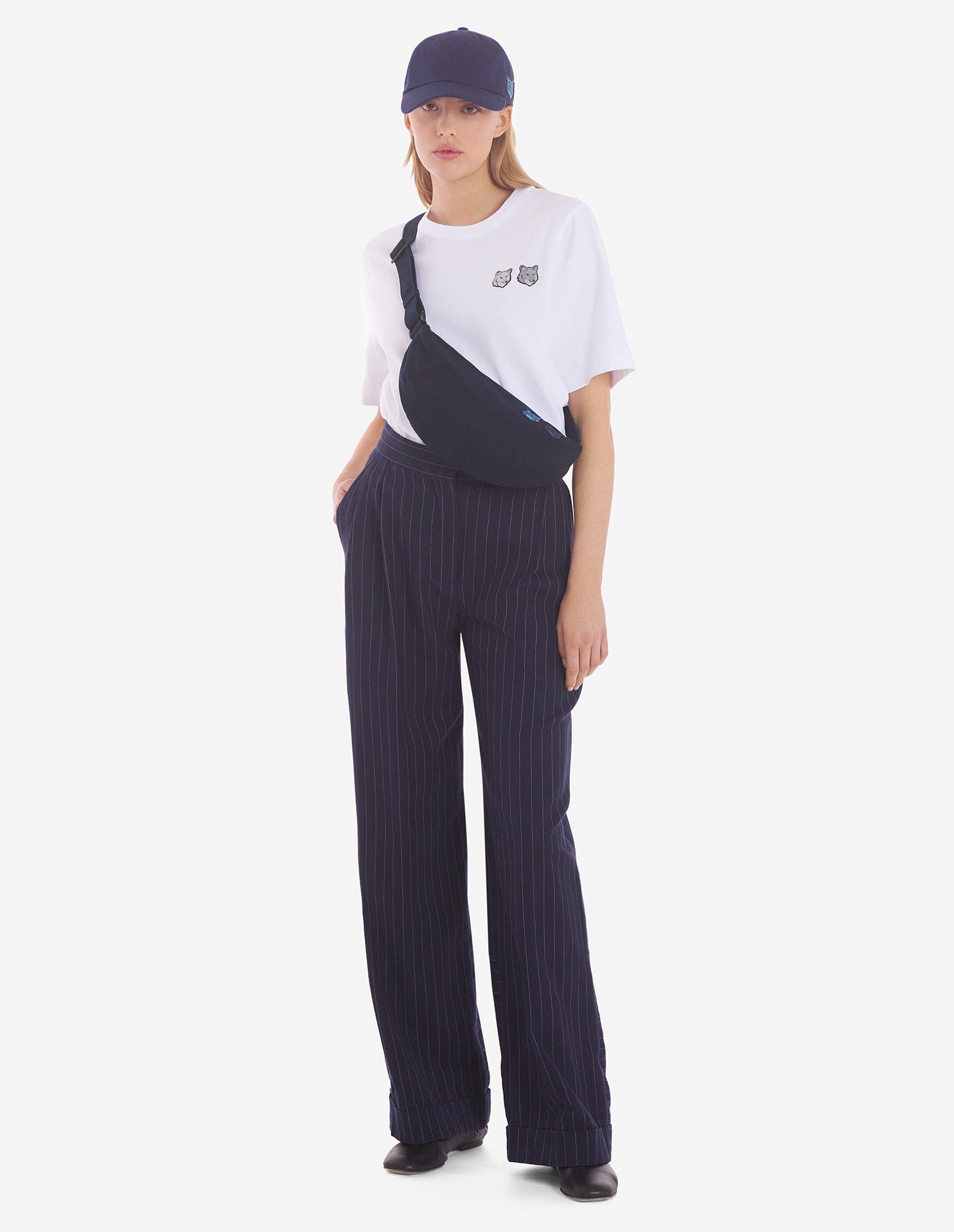 Womens | Double Bold Fox Head Patch Comfort Tee-Shirt | White