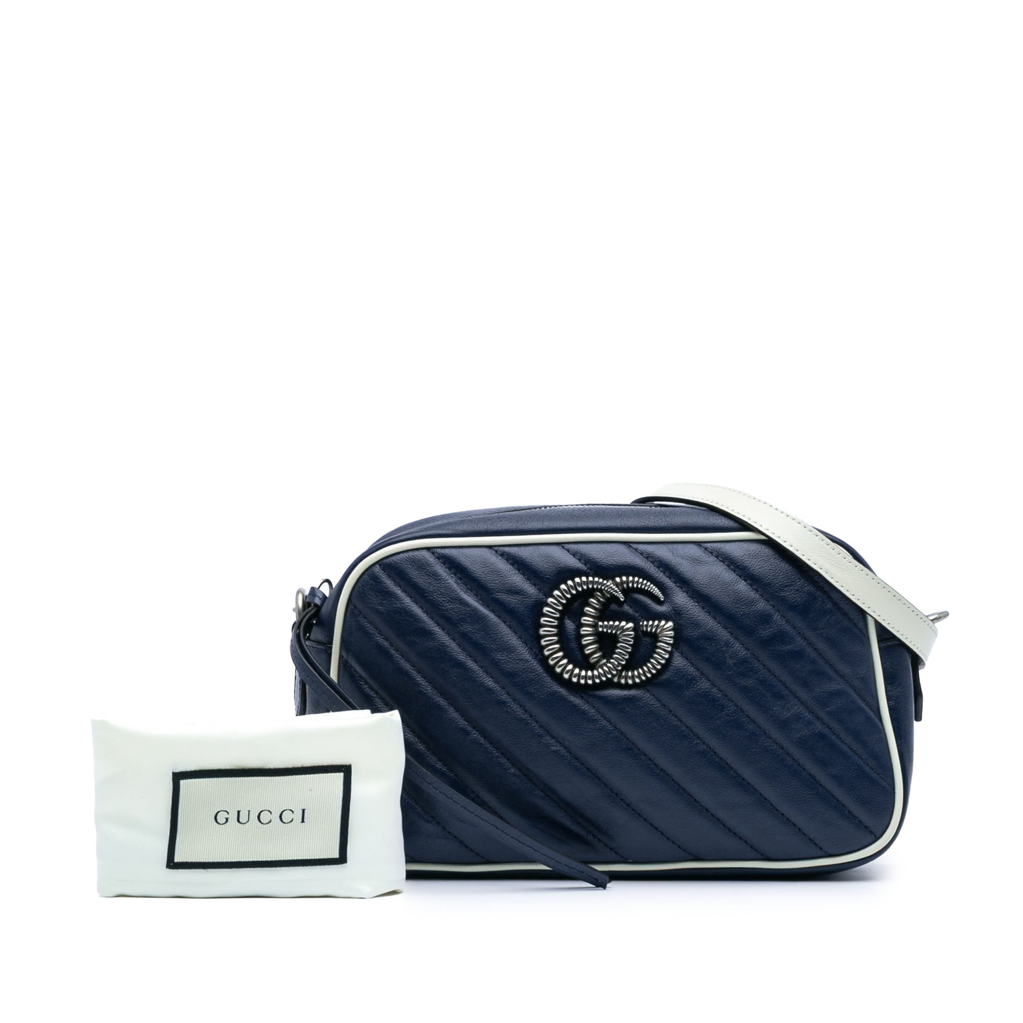 Gucci | Pre-Owned Small GG Marmont Leather Torchon Crossbody | Blue/Navy