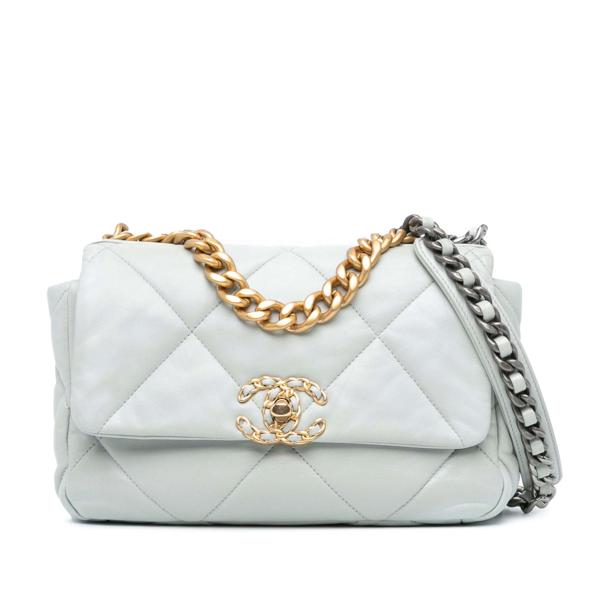 Chanel | Pre-Owned Medium Lambskin 19 Flap | Gray/Light Gray