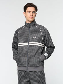 Men | Dallas Houndstooth Track Jacket | Black Beauty