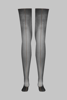Cut And Curled Lurex Back Seamed Stockings 20D | Black/Gold