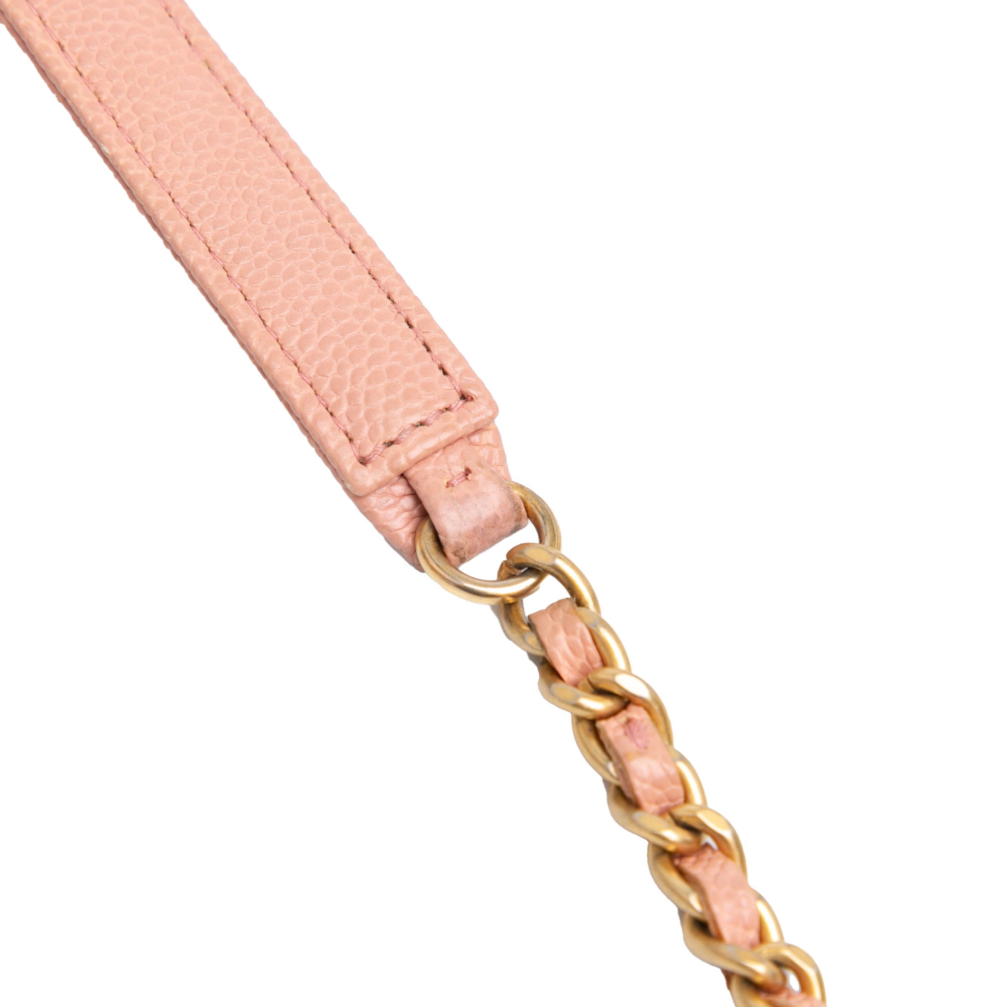 Chanel | Pre-Owned Quilted Caviar Square Boy Wallet On Chain | Pink