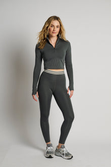 Women | SPLITS59 | Stevie Active Rib Half Zip | Heather Grey