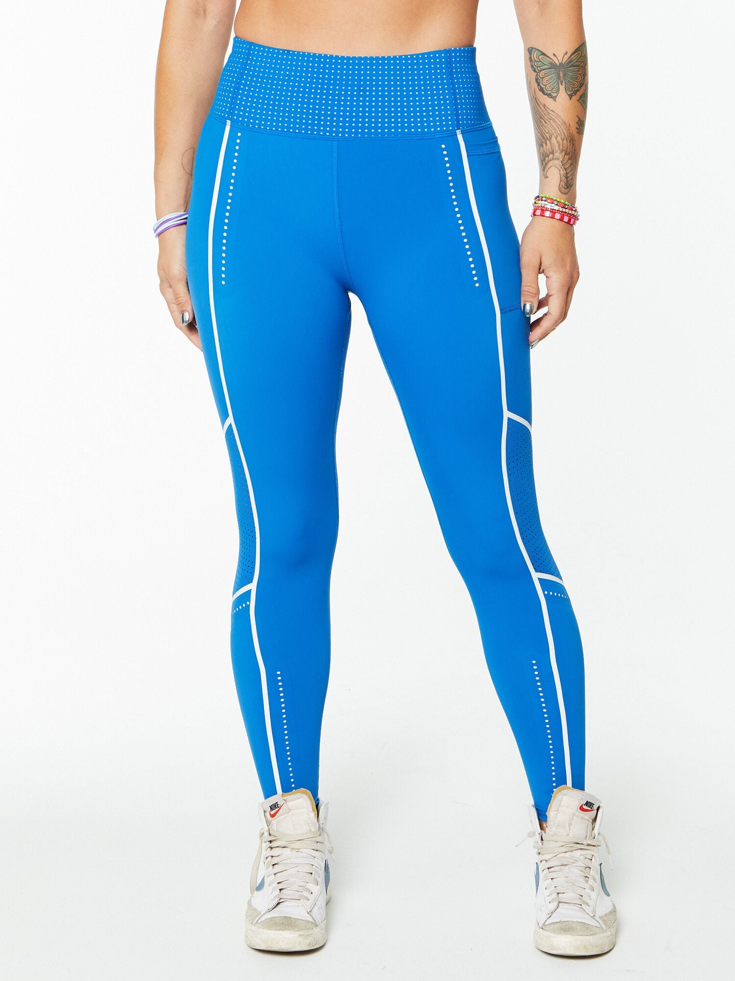 Women | Sweaty Betty | Zero Gravity Statement 7/8 Running Leggings Oxford Blue | Blue