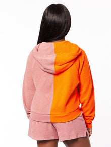 Women | Donni | Terry Duo Zip Up Hoodie | Pink/Orange