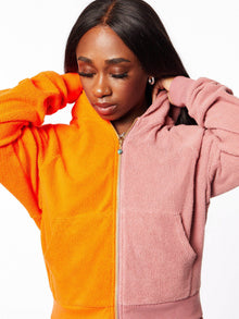 Women | Donni | Terry Duo Zip Up Hoodie | Pink/Orange