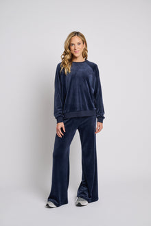 Women | SPLITS59 | Joy Velour Crewneck | Indigo Blue