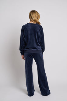 Women | SPLITS59 | Joy Velour Crewneck | Indigo Blue