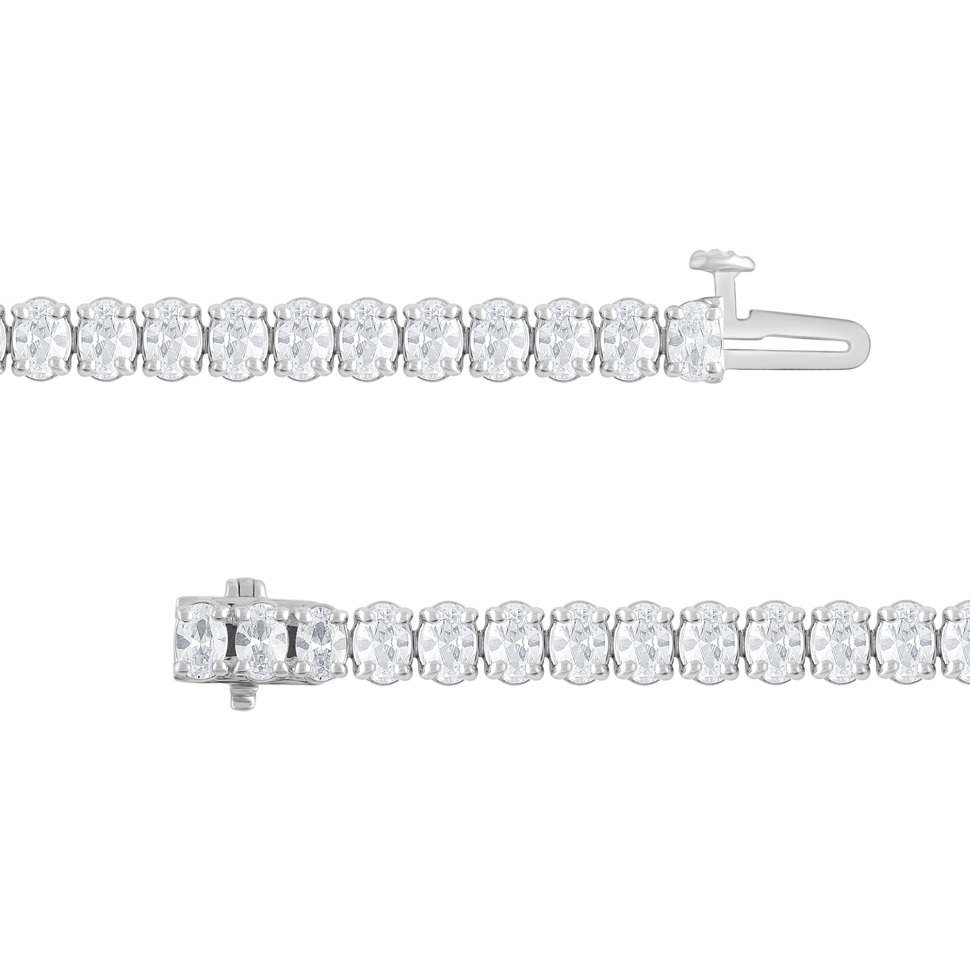 Womens | Tennis Bracelet | 14K White Gold | 7 CTW Oval Cut Natural Diamond | G-SI