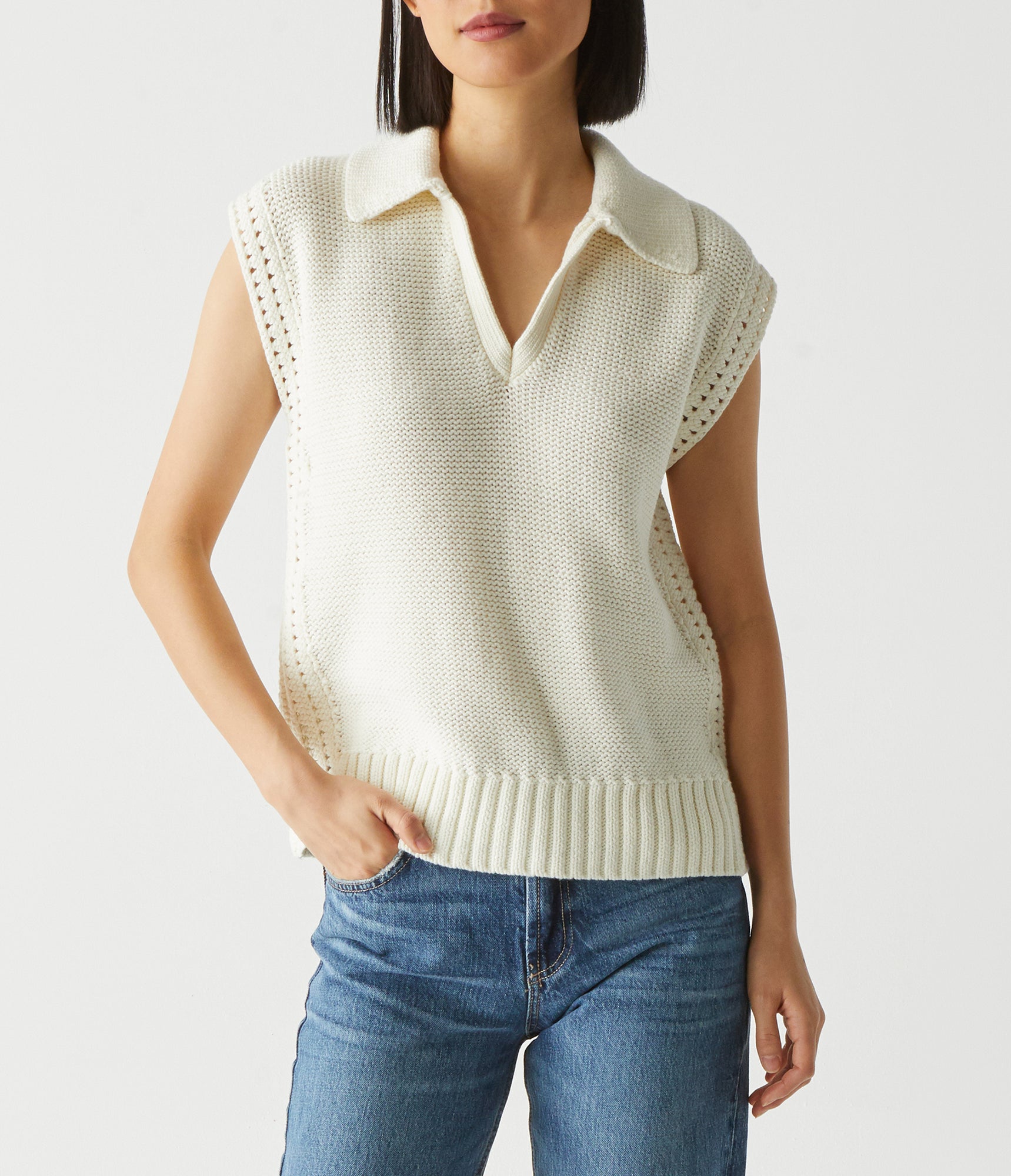 Torrance Collared Sweater Vest | Chalk