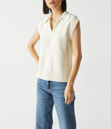 Torrance Collared Sweater Vest | Chalk