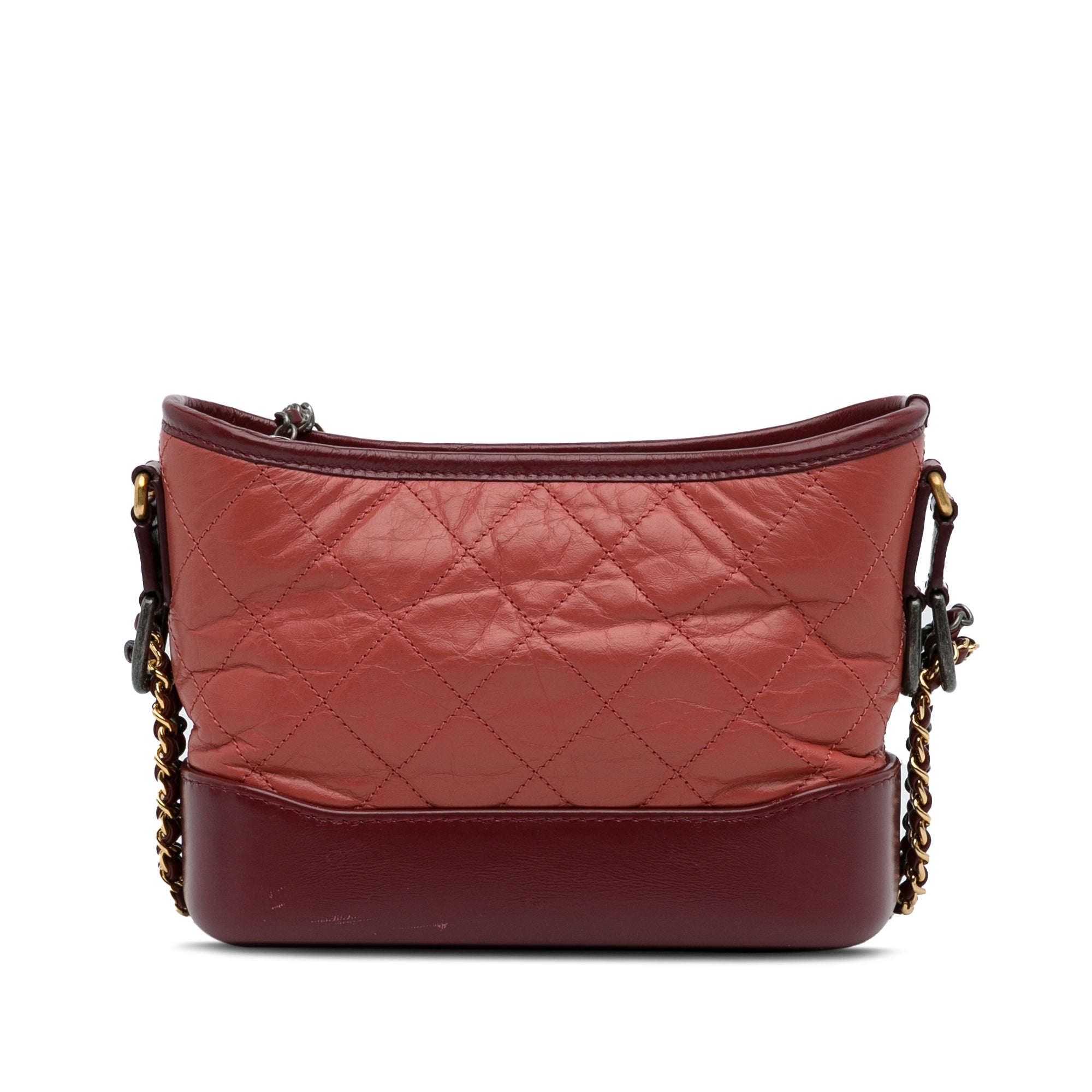 Chanel | Pre-Owned Small Chevron Lambskin Gabrielle Crossbody | Red/Brown