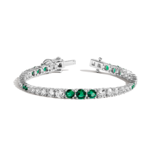 Lab Grown Emerald and White Sapphire Scalloped Tennis Bracelet Vermeil White Gold 6in 6.5in 7in 7.5in First
