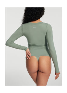 Scoop Neck Long Sleeve Top | Sage Green