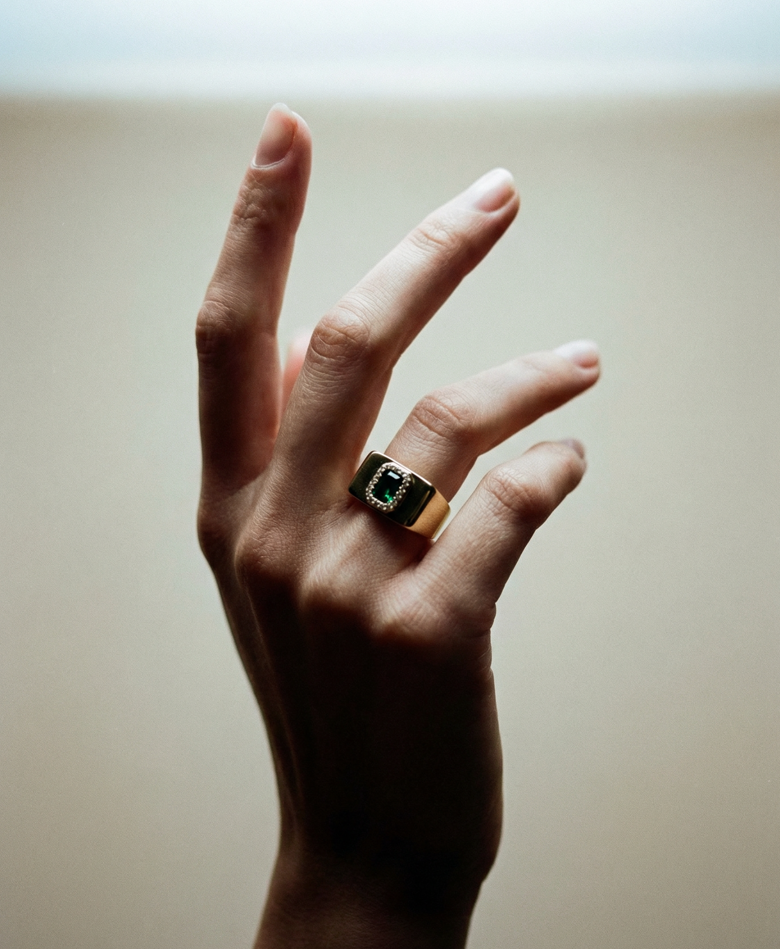 The Green Stone Square Signet Ring | 18Kt Gold Vermeil