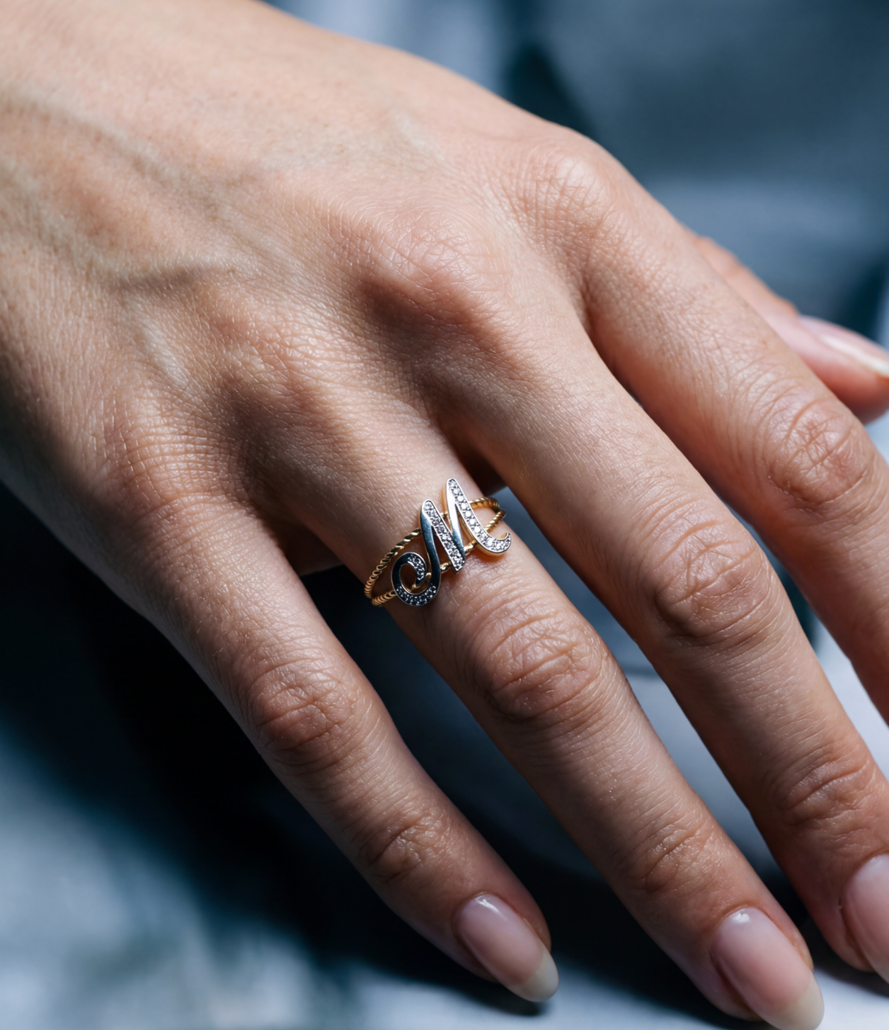 The Script Letter Rope Ring | Sterling Silver 18Kt Gold Vermeil