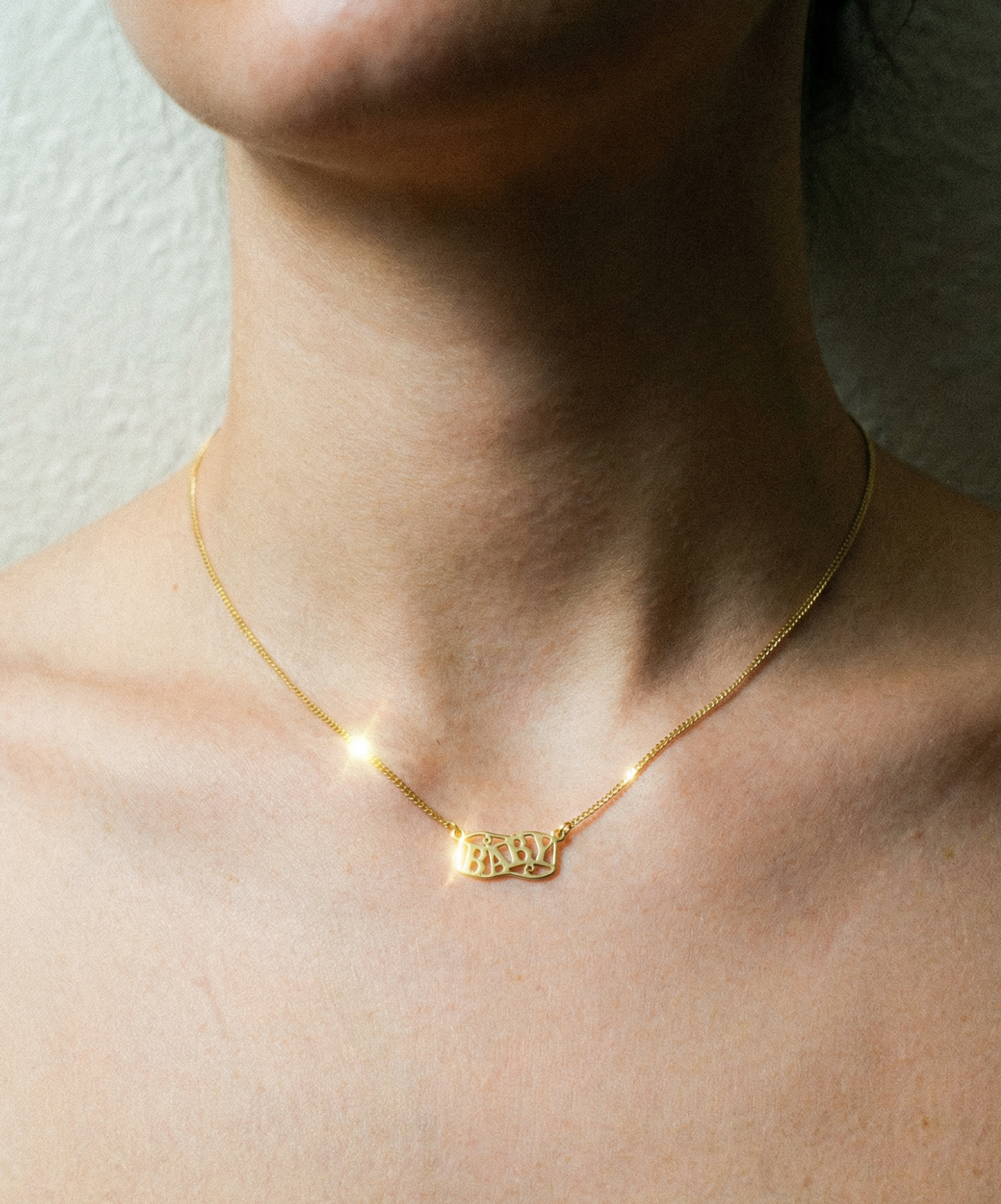 The Baby Mini Nameplate Necklace | Sterling Silver 18Kt Gold Vermeil