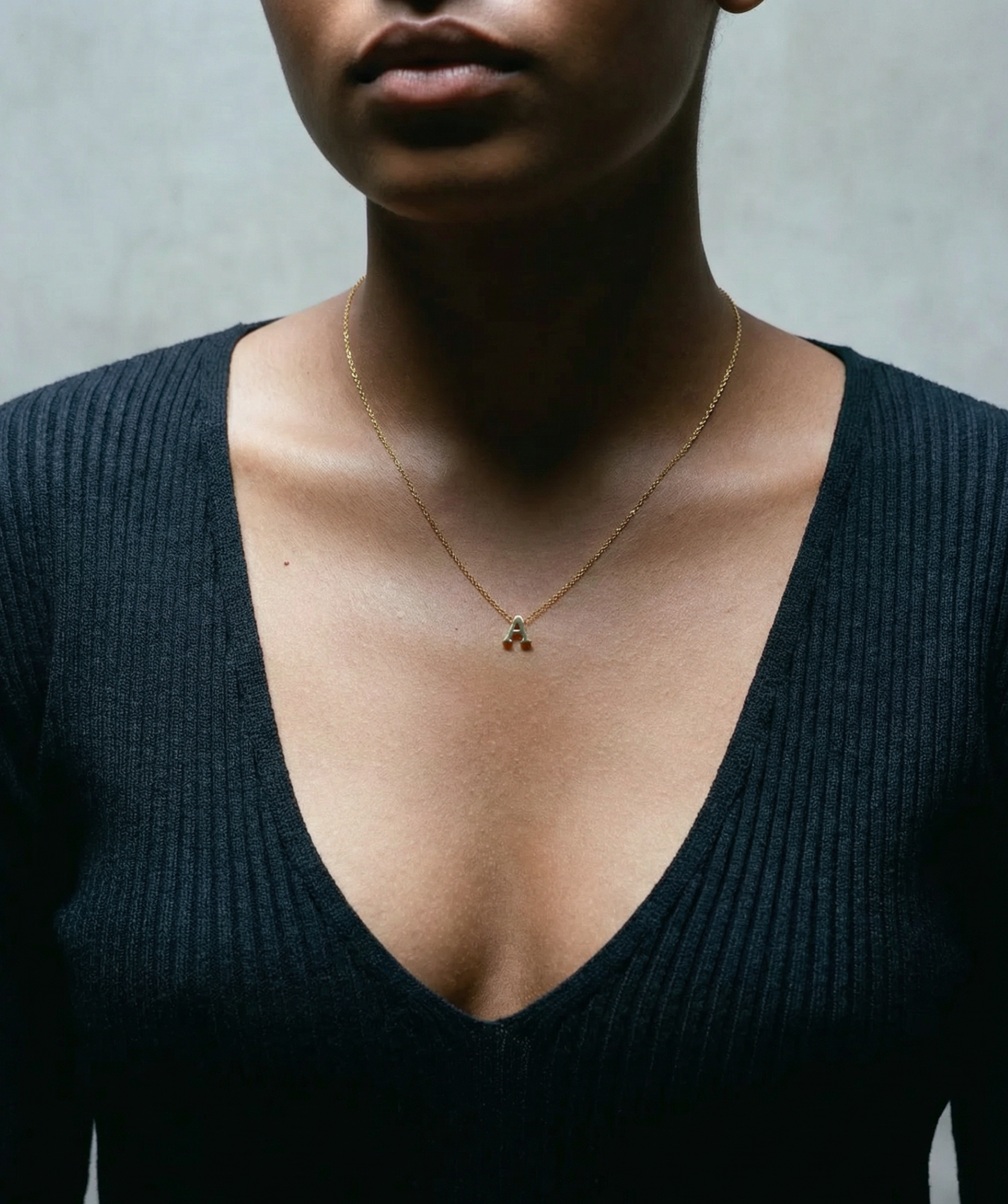 The Tiny Single Initial Block Necklace | Sterling Silver 18Kt Gold Vermeil