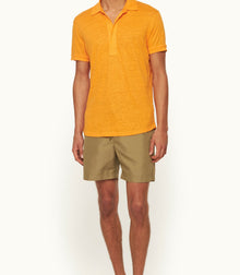 Sebastian Linen Tailored Fit Linen Polo Shirt | Calypso Orange