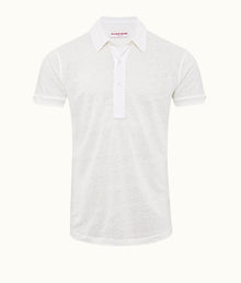 Sebastian Linen Tailored Fit Short-Sleeve Linen Polo Shirt | White Sand