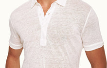Sebastian Linen Tailored Fit Short-Sleeve Linen Polo Shirt | White Sand