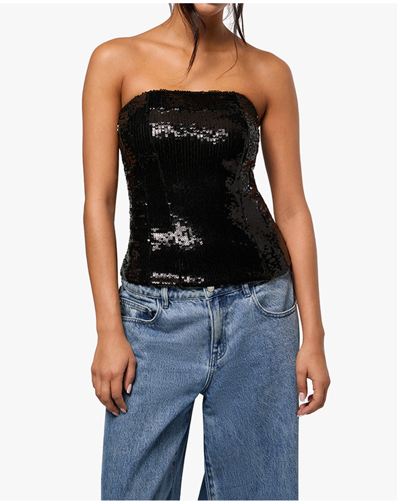 Sequin Corset Top | Black