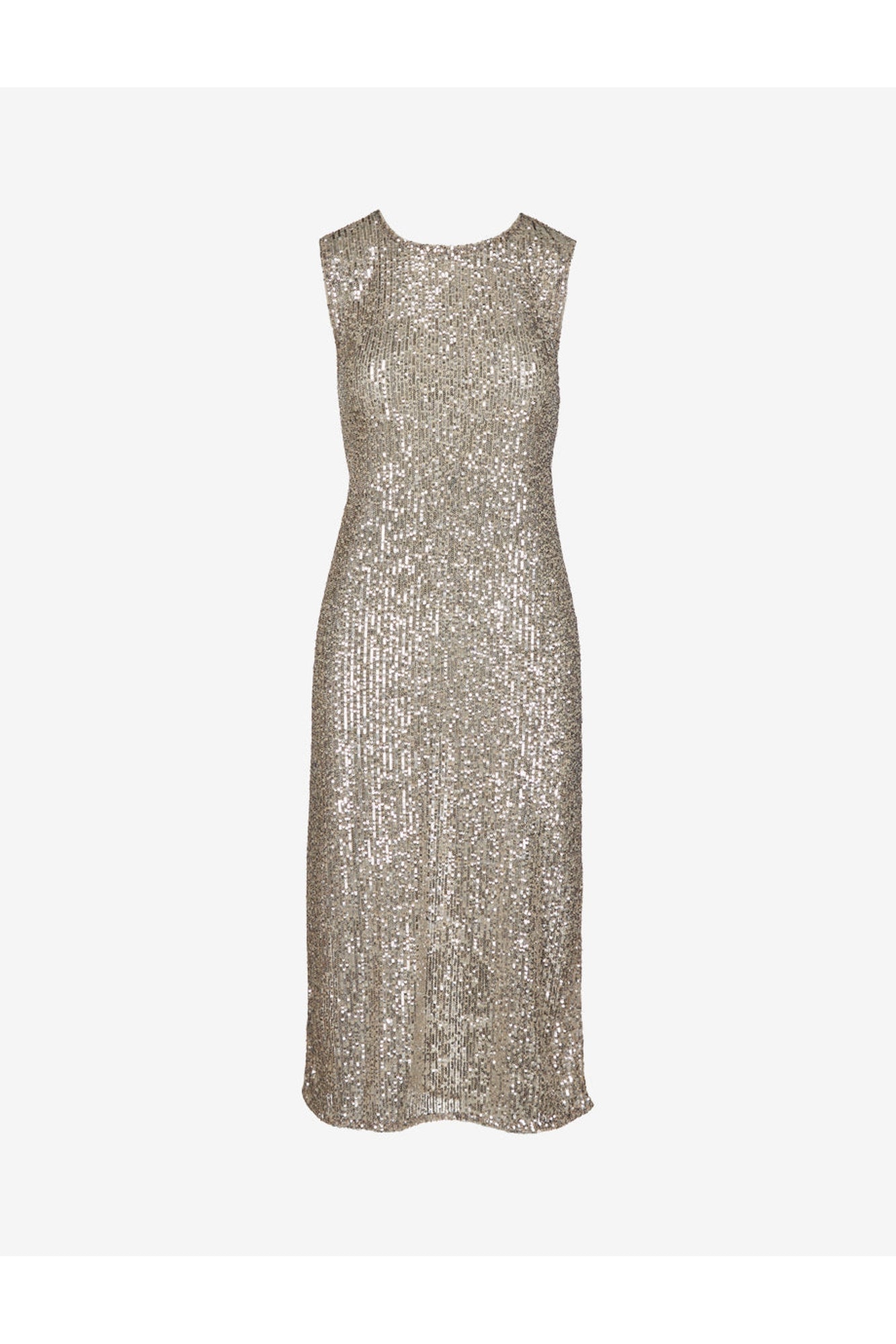 Sequin Mesh Midi Dress | Silver