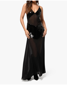 Sheer Panel Maxi Dress | Black
