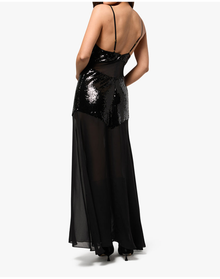 Sheer Panel Maxi Dress | Black